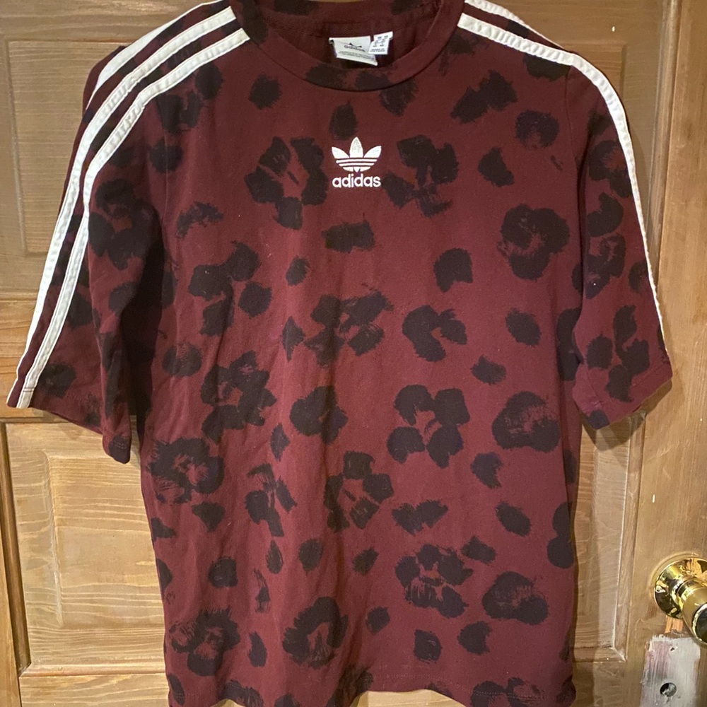 Adidas Maroon and Black Short Sleeve Tee